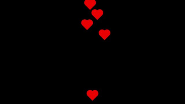 Red heart fountain fly up animation on black background. Social Media Likes and Love Emoji Effects for Instagram and TikTok
