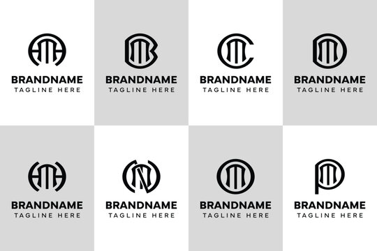 Letters MA MB MC MD MH MN MO MP Monogram Logo Set, for AM BM CM DM HM NM OM PM initials