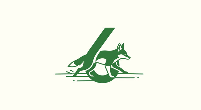 Green fox logo with stylized tail and paw design.