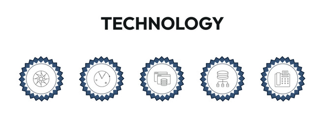 technology outline icon set. colory theory, radar sweep, caching, fax phone and more. linear vector collection. editable stroke © Design_Farm