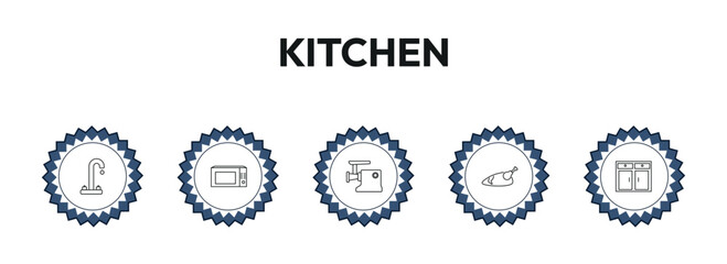 kitchen outline icon set. kitchen tap, microwave oven, meat grinder, kitchen cabinet and more. linear vector collection. editable stroke © Design_Farm