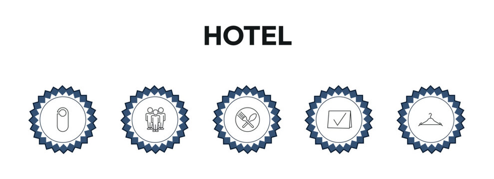 hotel outline icon set. doorknob, people, food, checkroom and more. linear vector collection. editable stroke