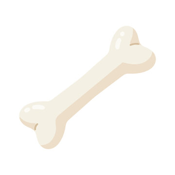 Simple white cartoon bone illustration isolated on a clean background, perfect for pet, animal, and health concepts.