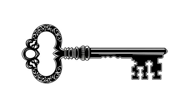 Vintage antique skeleton key closeup.