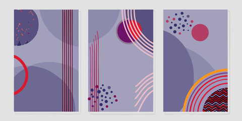 Obraz premium Geometric abstract pattern with circles lines and organic shapes
