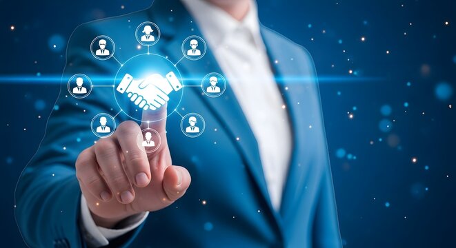 Building trust partner networks digital handshake and business collaboration concept