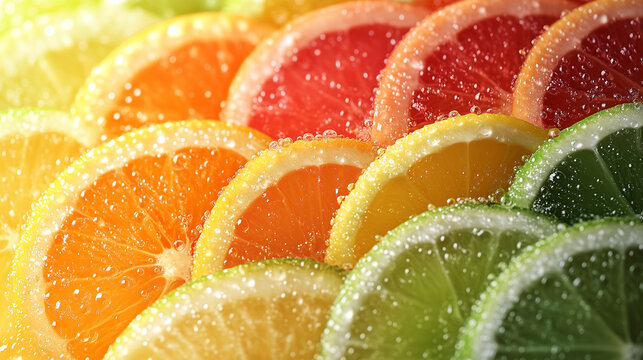 Fresh Gradient Background with Orange to Lime Transition and Fruit Silhouettes