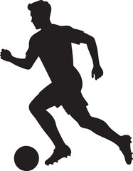 Obraz premium Soccer player running and dribbling ball silhouette on white background