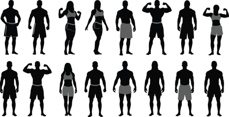 Fitness silhouette icons for exercise and sports illustrations © vectbhuiyan