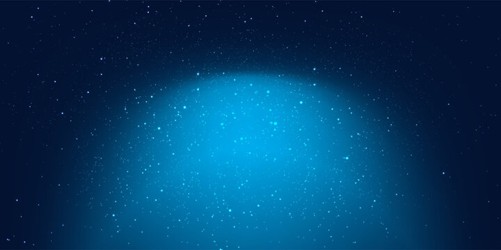Dark deep blue universe background with bright stars and milky way forming abstract outer space galaxy. Cosmic night sky for astronomy theme.