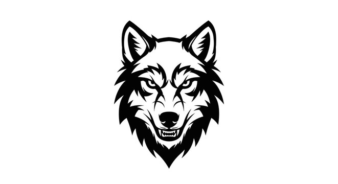 Wolf head in black and white.