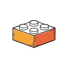 Fototapeta premium Vibrant Orange and Yellow Building Block with Four Studs, Isolated on White