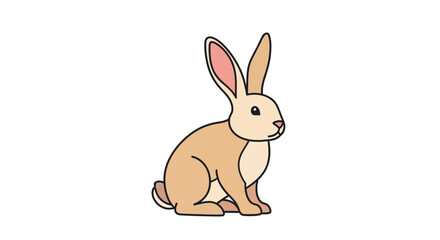 Obraz premium Cute Cartoon Rabbit Sitting Alone.