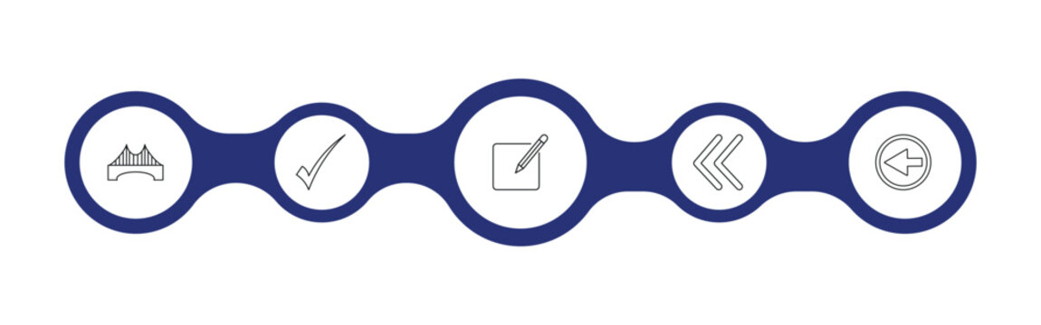 user interface outline icon set. bridge, right, make, go back button and more. linear vector collection. editable stroke