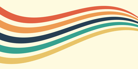 Obraz premium Abstract background of rainbow groovy Wavy Line design in 1970s Hippie Retro style. Vector pattern ready to use for cloth, textile, ilustrasion modern.