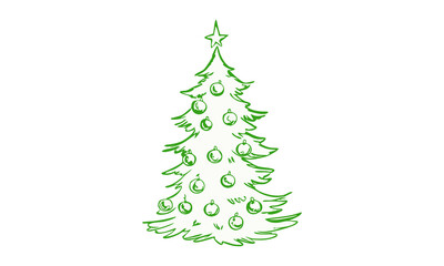 Obraz premium Green Swirl Christmas Tree Illustration on White Background