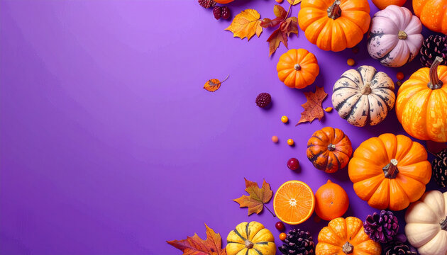 Purple Autumn Pumpkin Border