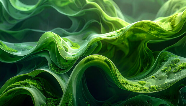 Abstract Green Liquid Waves