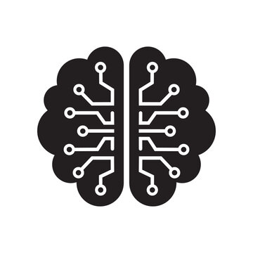 Artificial Intelligence Brain Vector Icon for Neural Network Technology