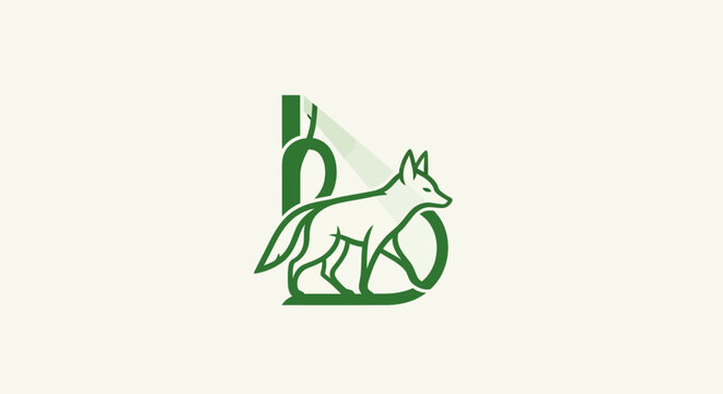 Green stylized dog logo with letter b design.