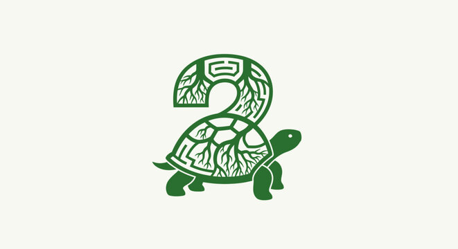Green turtle with number two on its shell design.