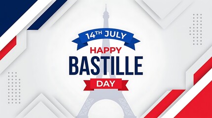 Fototapeta premium Happy bastille day celebrations on 14th july with french flag and eiffel tower