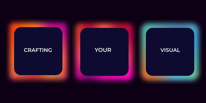 Neon gradient labels, crafting visual elements, colorful text boxes, graphic resources