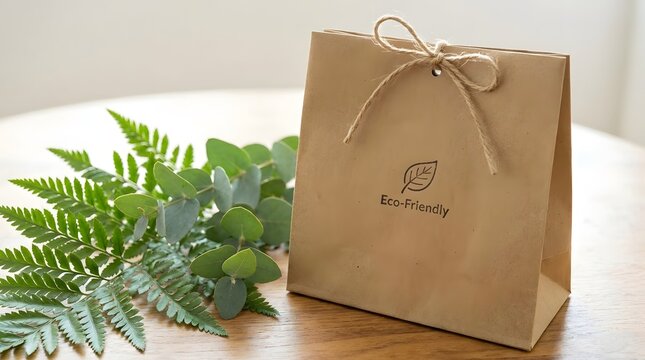 Eco-Friendly Paper Bag with Leaf Logo