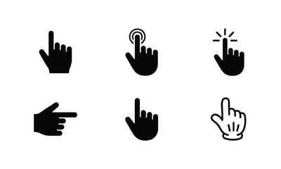 Fototapeta premium Hand cursor icons for pointer and click actions.