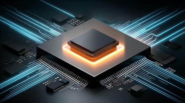 Advanced Central Processing Unit (CPU) on a Circuit Board with Data Lights