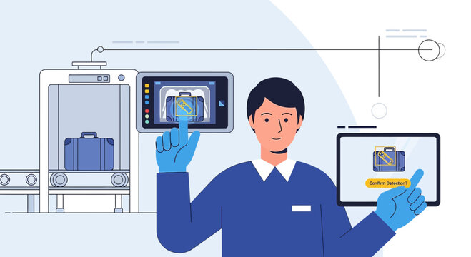 Airport Security Screening Process Illustration