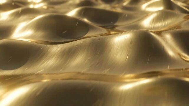 Golden liquid waves in photorealistic style on blurred background, concept of luxury and elegance and refinement
