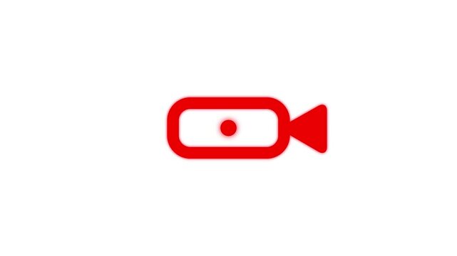 Red glow Recording icon with flashing red dot, animation record interface symbol with video animation.