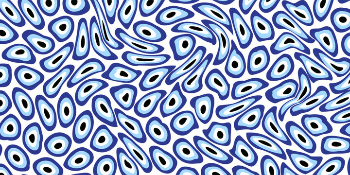 Evil Eye Vector Seamless Pattern Digital Paper &ndash; Mystical Blue and White Protection Symbol, Boho Spiritual Background, Greek and Turkish Amulet Design, Magic Talisman Print for Sublimation and Crafts