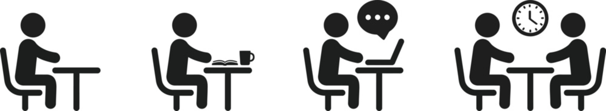 Restaurant Dining and Meeting Activity Icon Set Vector Illustration