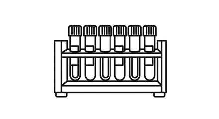 Fototapeta premium Rack of Test Tubes with Liquid, Laboratory Equipment, Scientific Research, Medical Analysis