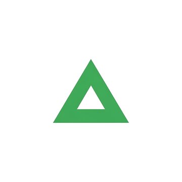 Isolated bright green equilateral triangle icon.