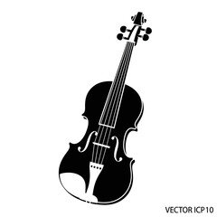 Black violin instrument silhouette vector. © putri