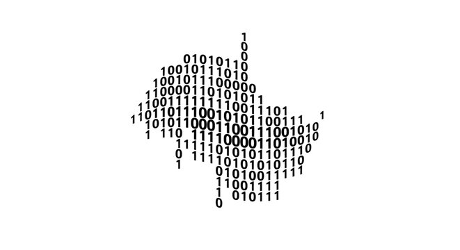 Binary code forming a brain shape.