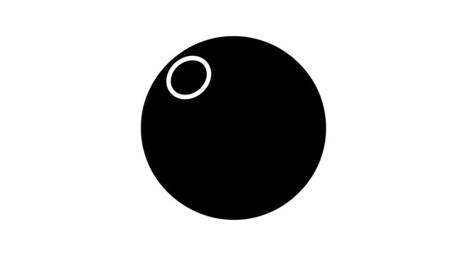 Black eight ball with white circle.