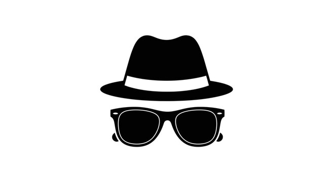 Black fedora hat and sunglasses.