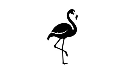 Black silhouette of a flamingo standing. © aditya