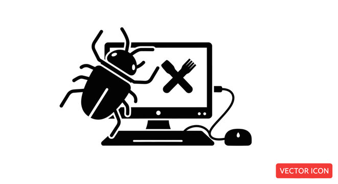 Computer bug virus error symbol.