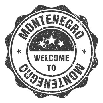 Welcome to Montenegro black grunge round stamp. Welcome to Montenegro stamp