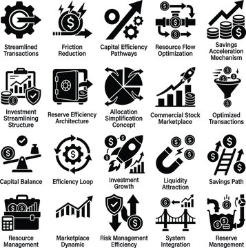 Financial efficiency icons and concepts for business growth and investment