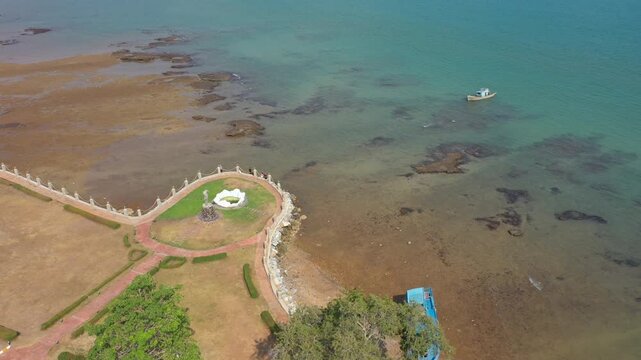 Aerial footage of Sattahip district located in Chomburi province.