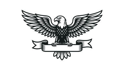 Fototapeta premium Stylized Eagle with Wings Spread and Banner Emblem.