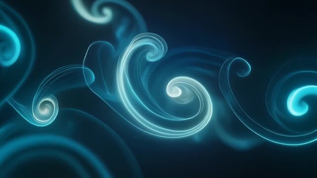 深海生物のように発光する柔らかい光が渦巻く抽象的なパターン