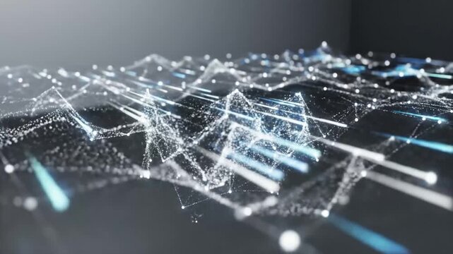 Abstract digital network of glowing nodes and lines