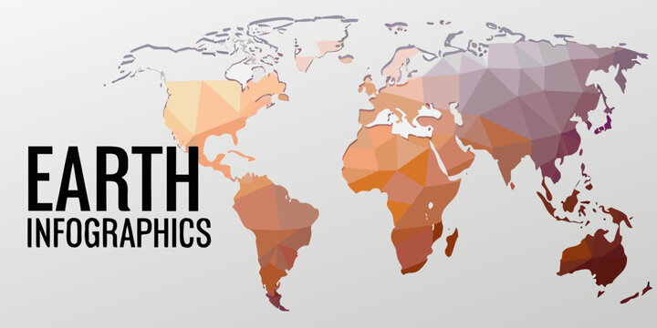 Polygonal World Map A Low Poly Vector Illustration